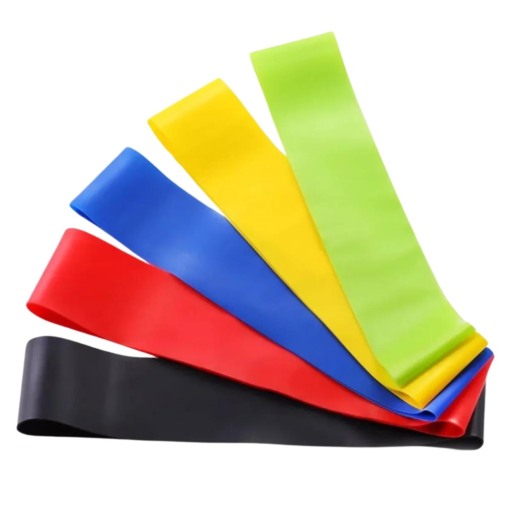 Kit 5 Faixas Elásticas Mini Band Treino Academia Fitness Exercício Resistência Glúteo