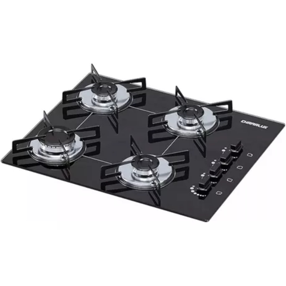 Fogão Cooktop 4 Bocas Chamalux Bivolt, Vidro Temperado Acendimento Automático Queimador Ultrarrápido