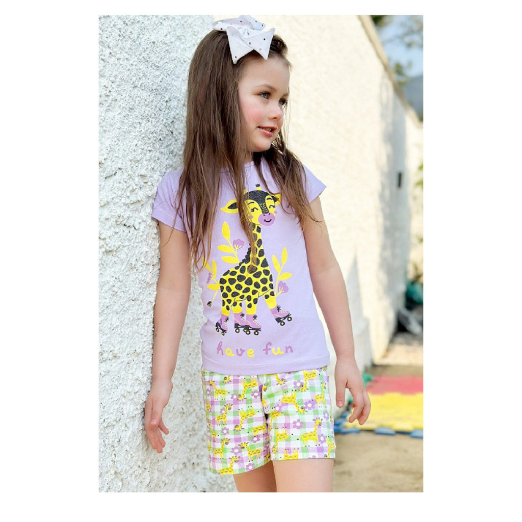 Kit 2 Peças Roupa De Menina Infantil ao Juvenil Verão 1 Camisetas + 1 Shorts Tamanhos 1 ao 14
