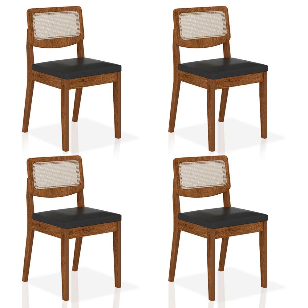 Kit 4 Cadeiras Sextavada Bari Freijó/corino Preto - Móveis Arapongas em Oferta na Shopee