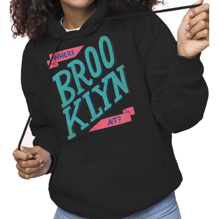 Moletom Feminino agasalho Where Brooklyn Blusa Linha Premium Personalizado Blusa de Frio com Bolso e Capuz Brooklyn