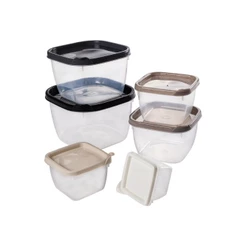 Kit 6 Potes Encaixáveis Quadrados Conect Plástico Plasútil