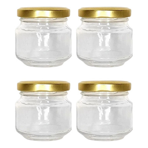 4 Potes de Papinha Vidro Patê Tampa Metálica Tempero - 120ml