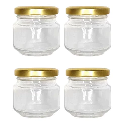 4 Potes de Papinha Vidro Patê Tampa Metálica Tempero - 120ml