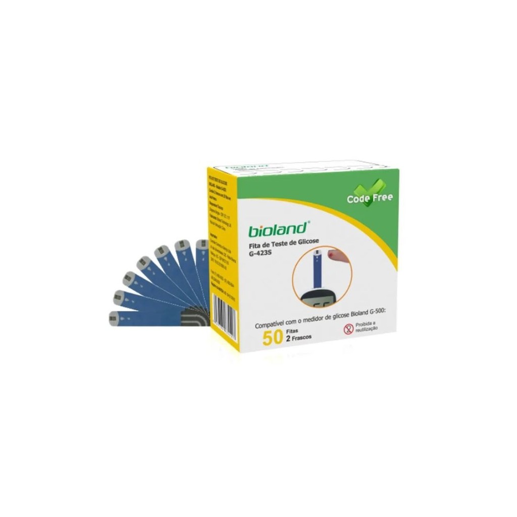 Tiras Para Medição de Glicose G-423S Bioland - 50 Unidades