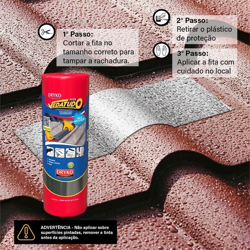 Manta asfaltica adesiva aluminizada Impermeabilizante Para Telhados, chapas, Baús reparo rapido — imagem 2 de 2