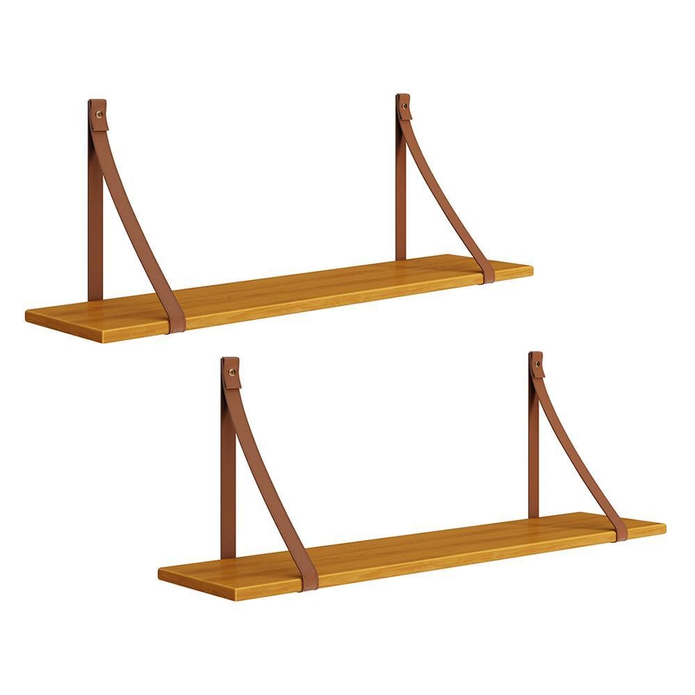 Kit 2 Prateleiras Luna 89,6cm com Alças de Couro - Reller Móveis