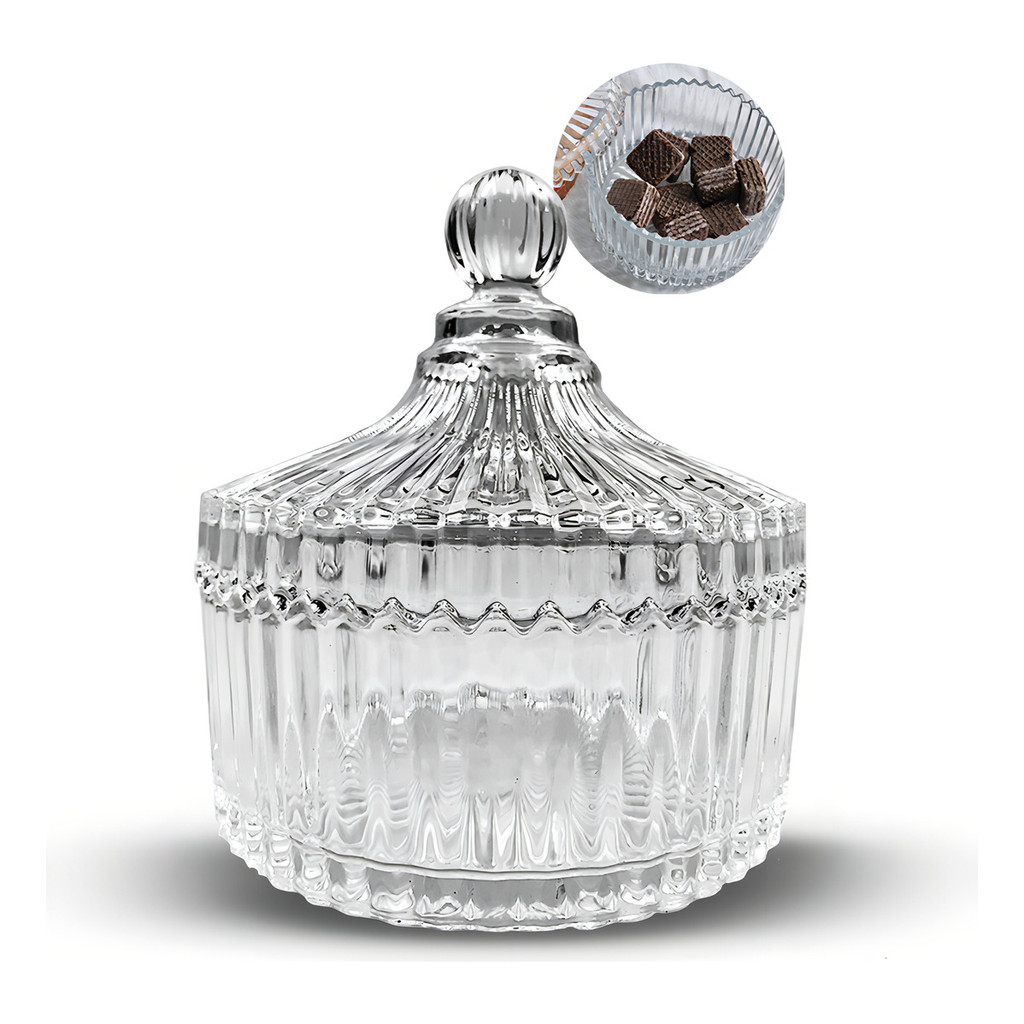 BOMBONIERE BALEIRO POTICHE DE VIDRO COM TAMPA 560 ML DECOR em Oferta na Shopee