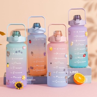 Garrafa De Água Motivacional De Grande Capacidade Portátil De 2000ML Em Degradê