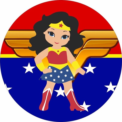 Painel Redondo Lona Festa Infantil Mulher Maravilha Cut