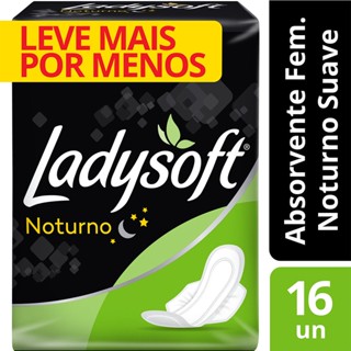 Absorvente Ladysoft Normal Noturno Cobertura Suave com Abas 16 Unidades Leve Mais Por Menos