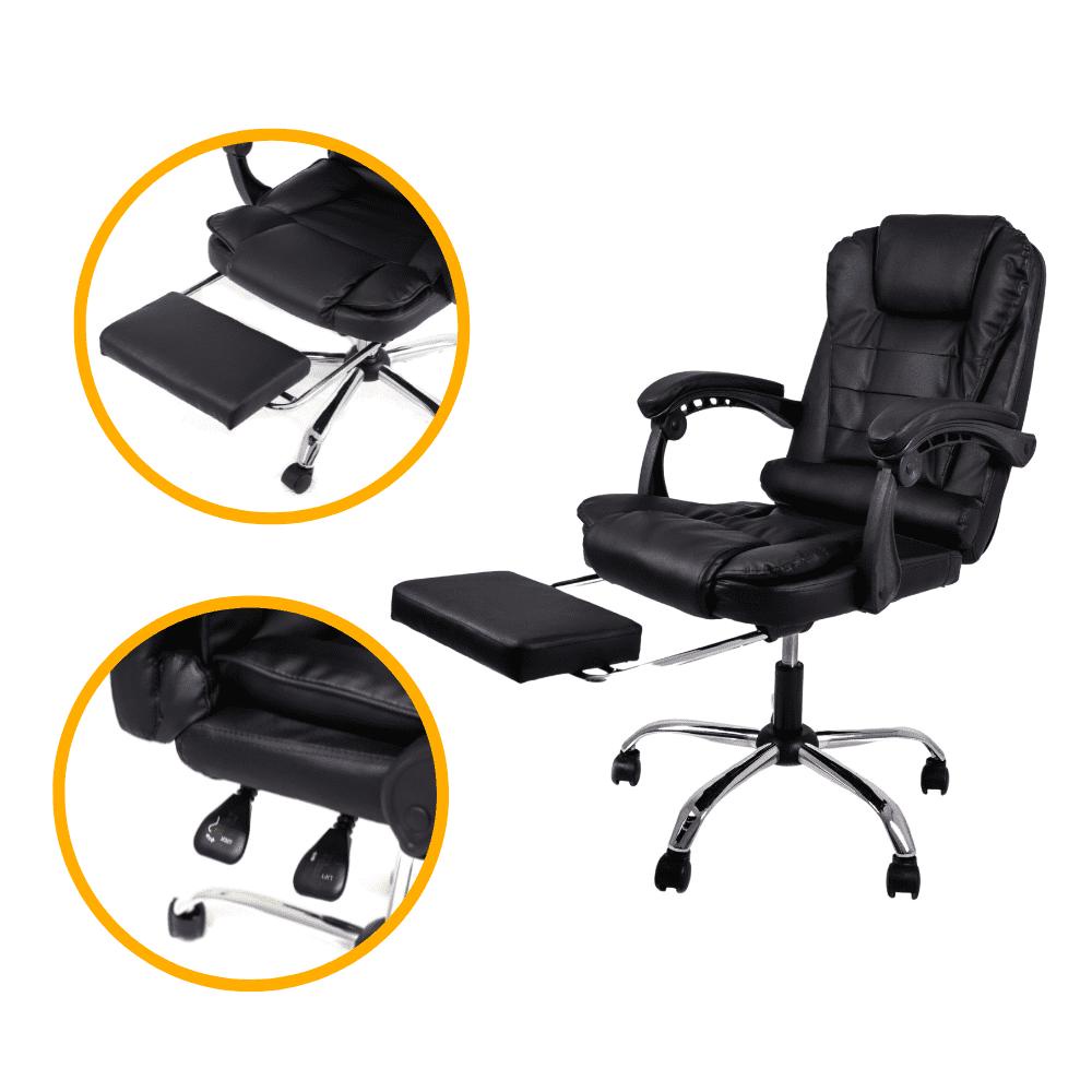 Cadeira De Escritório Presidente Executiva Alta Giratória Anatômica Pillow Top Apoio Descanso De Pé Big Boss Preta