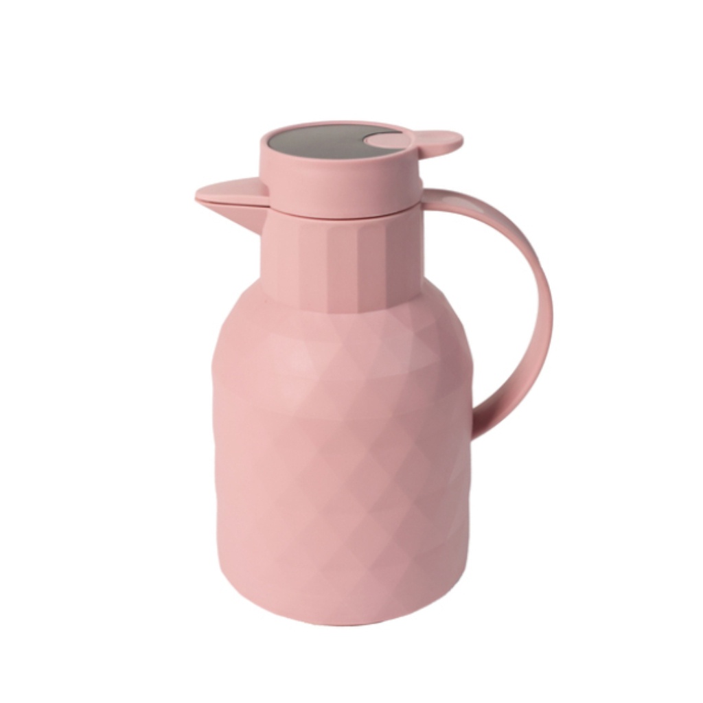 Garrafa Térmica Com Display Toronto Rosa 1 Litro Tampa e Alça Cabo Elegante Formato Geométrico Fosco Nude Em Casa Tem
