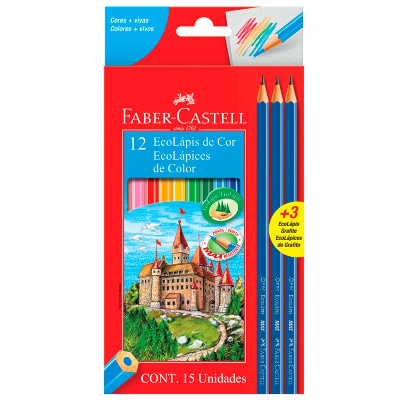 Lápis de cor 12 cores 120112+3GR Faber-Castell em Oferta na Shopee