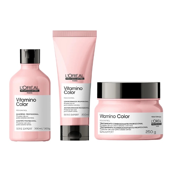 Kit L'oréal Professionnel Vitamino Color c/3 produtos (shampoo 300ml+condicionador 200ml+máscara 250g)