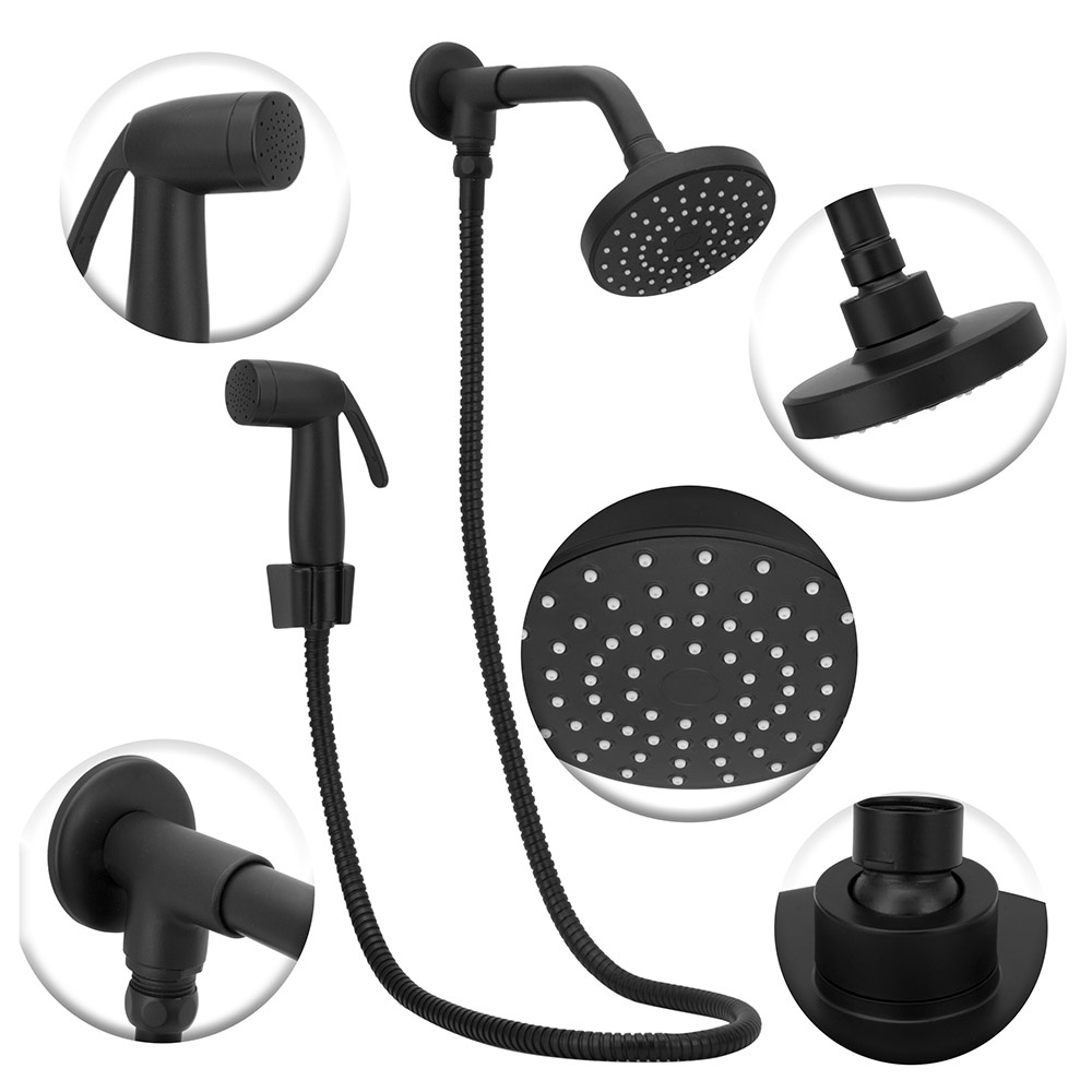 Chuveiro Ducha Flatt Preto/Black Redondo C/Desviador — imagem 2 de 2