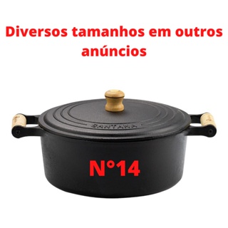 Panela De Ferro Caçarola 1 L 14 cm Tampa de Ferro Alça Madeira em Oferta na Shopee
