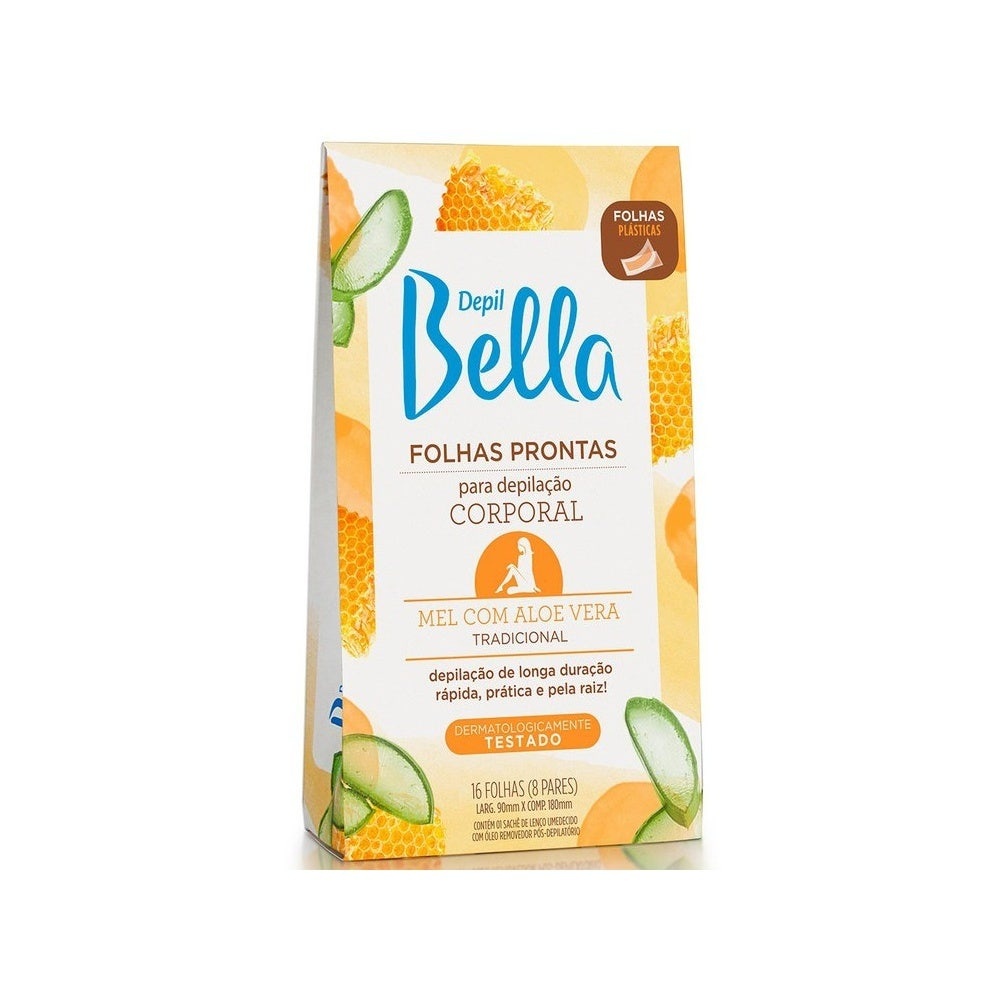 Folhas Prontas Para Depilação Corporal Depil Bella Mel Aloe 16Fls em Oferta na Shopee