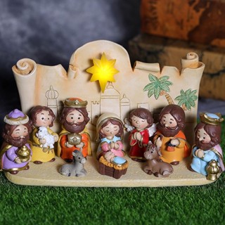 Presépio iluminado Natividade Jesus Cena de Nascimento animados Ornamentos Luzes de Criati...