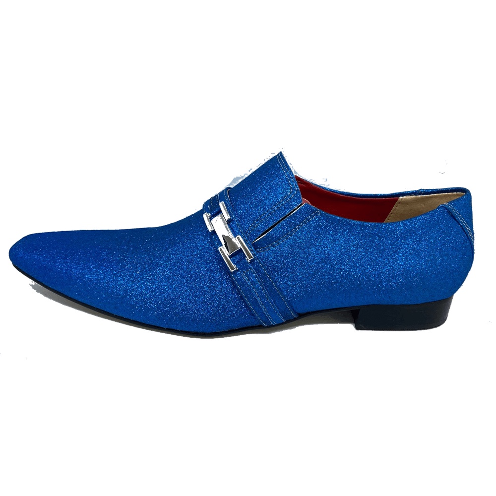 Sapato Masculino Italiano em Couro Social Executivo Azul November Bico Fino Ref: 400 Azul