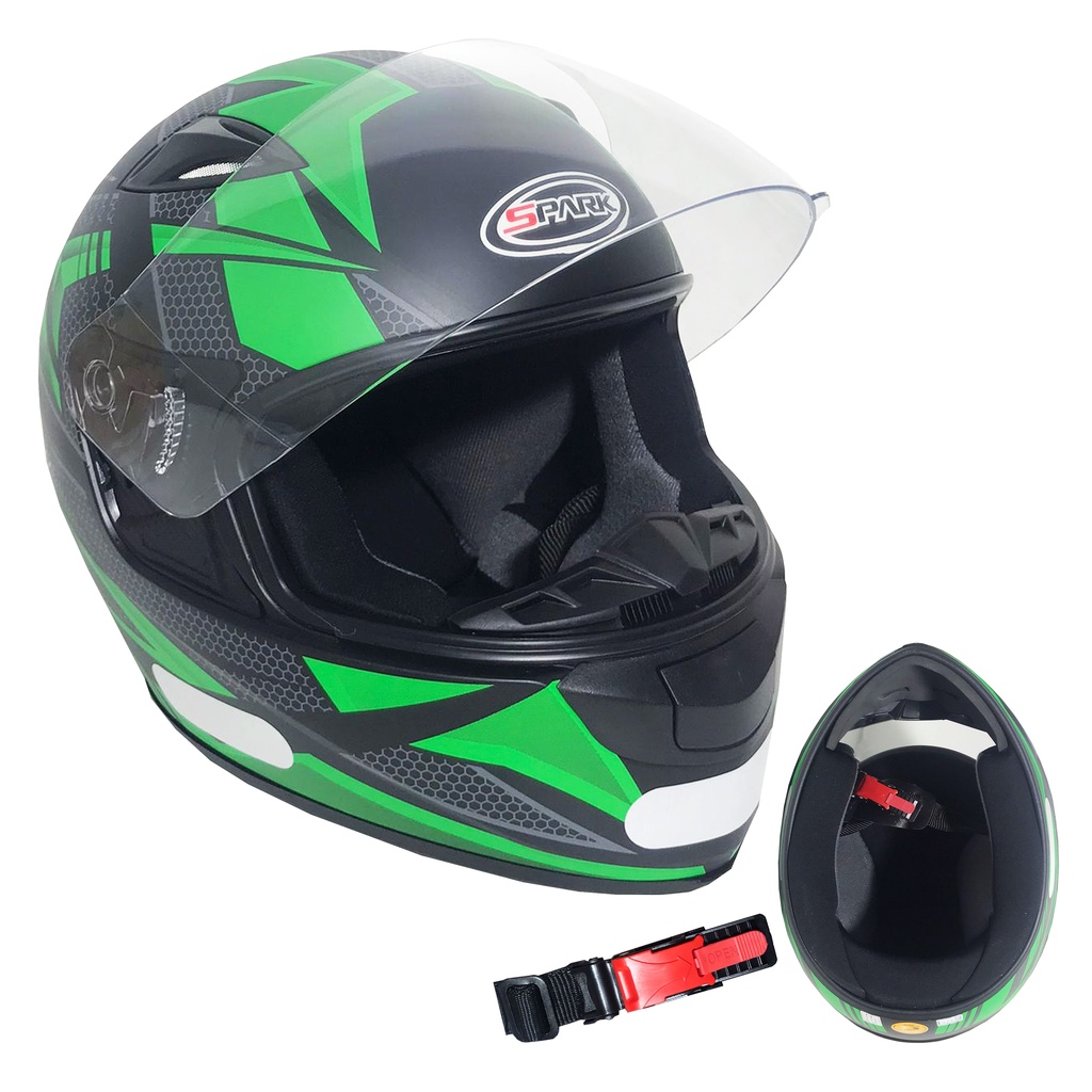 Capacete Moto Ebf New Spark Flash Preto Verde Fechado