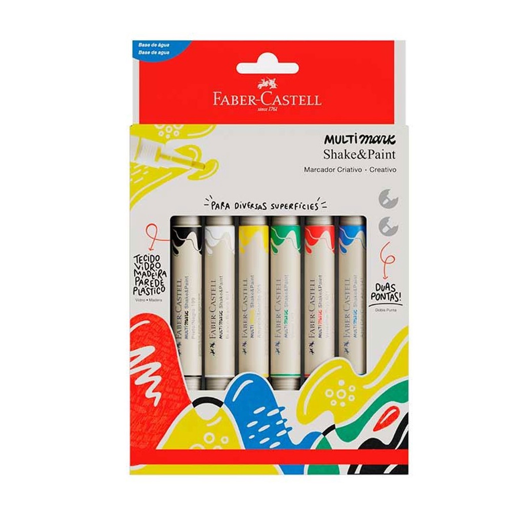 Marcadores MultiMark Multisuperfície Faber-Castell 6 Cores Básicas - MM/ES6BSP em Oferta na Shopee
