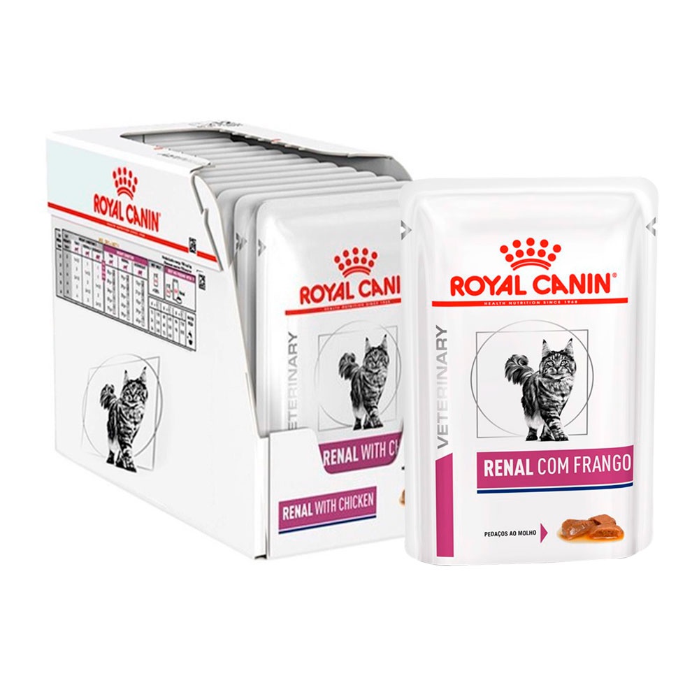 Kit 12 Ração Úmida Sachê Royal Canin Veterinary Diet Renal Gatos Adultos 85g em Oferta na Shopee
