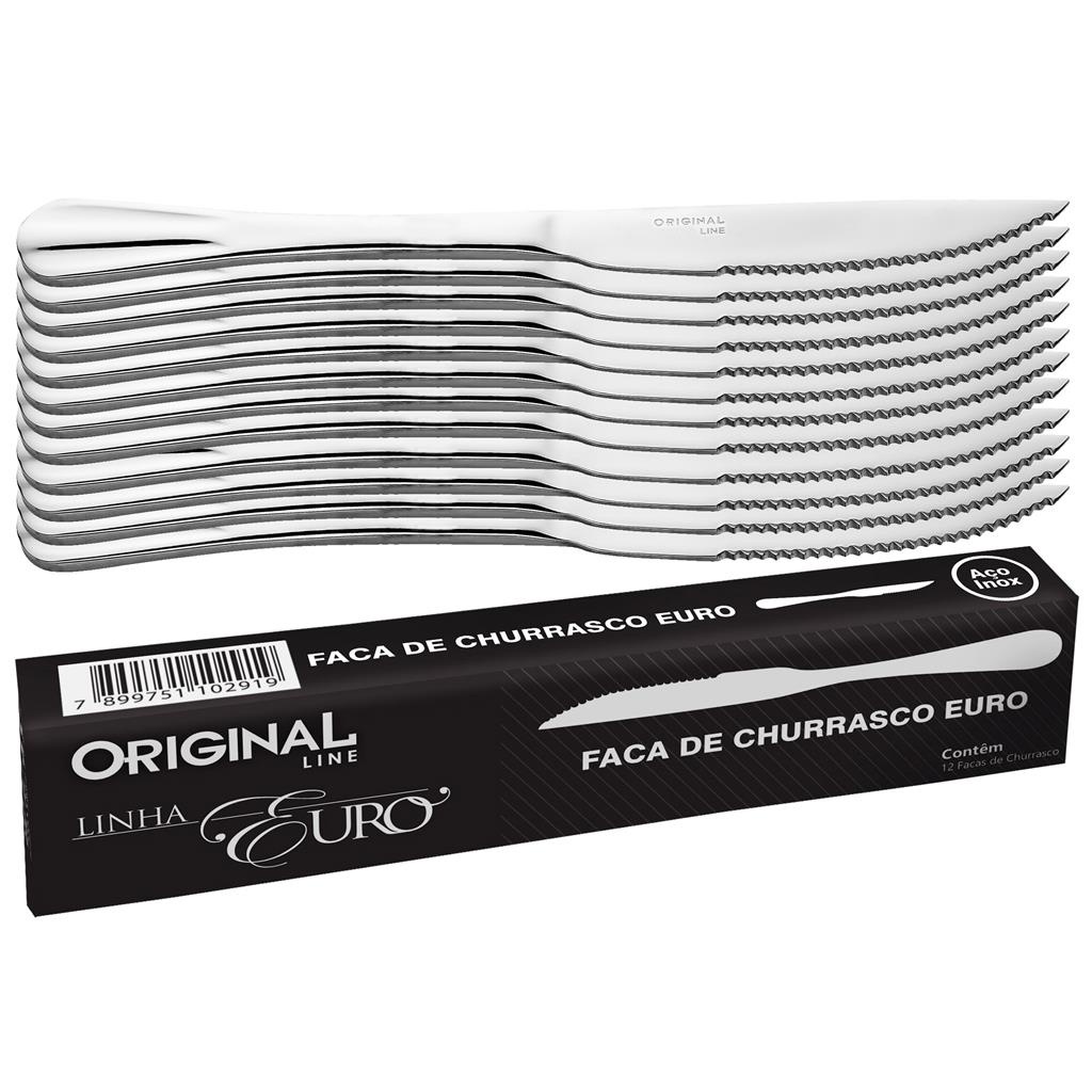 Jogo Aco Inox 12 Facas Churrasco Buffet Restaurante Lanchonete Euro Linha Premium Original Line em Oferta na Shopee