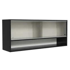 Armário de Cozinha Aéreo 120cm 2 Portas Correr Vidro Pontilhado 1 Nicho Preto Reims Madesa