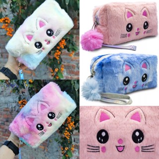 Estojo / Bolsa / Bolsinha / Necessaire Infantil escolar e maquiagens Feminino bolsa de Cosmeticos Personalizado Pelúcia Gatinho