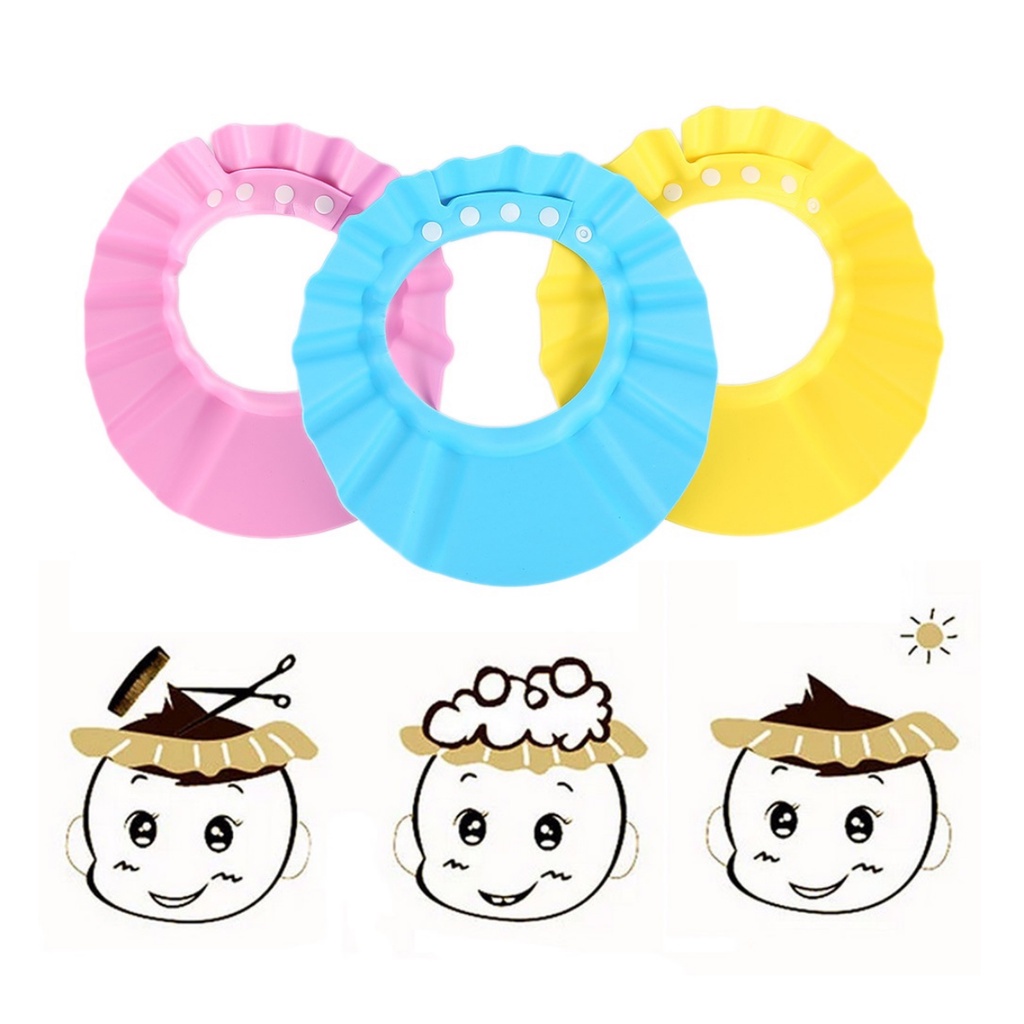 CHAPEU DE BANHO AJUSTAVEL PROTETOR VISEIRA LAVA CABEÇA BEBES