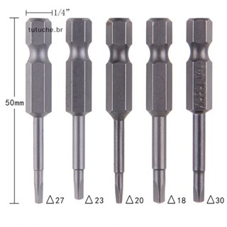 TU 5 Pcs/Set Chave De Fenda Triangular Magnética Bits S2 Aço 1/4 Hex Shank 50mm BR
