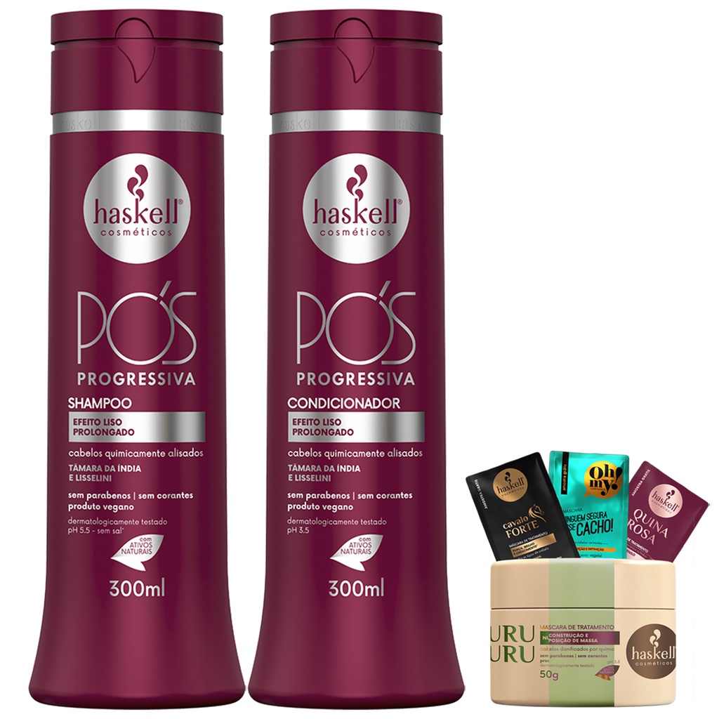 Kit Shampoo e Condicionador 300ml Haskell Pós Progressiva
