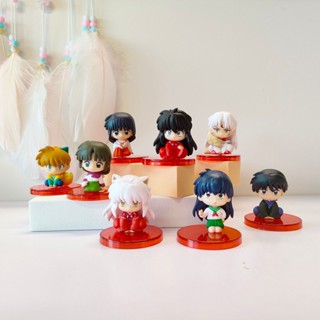 8pcs 4,5cm Q Versão Inuyasha Postura Série Boneca Sentada Kikyo Sesshoumaru Miroku Figura Modelo De Coleção De Estátua Em PVC Brinquedo Para Aniversário De Cápsula