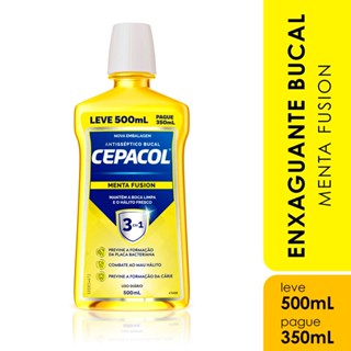 Enxaguante Bucal Cepacol Antisséptico Menta Fusion Leve 500ml Pague 350ml