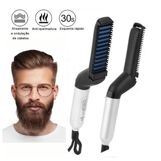Escova Barba Chapinha Modelador Pente Portatil Para Cabelo Masculino Pente Eletrico Alisa…