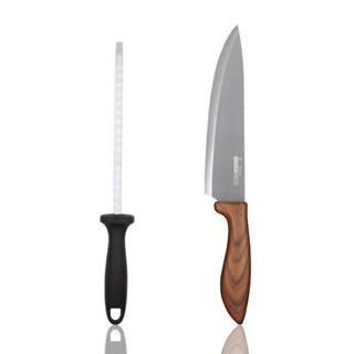 Kit 2 Facas Inox Churrasco C Chaira Estriada Profissional De Casa
