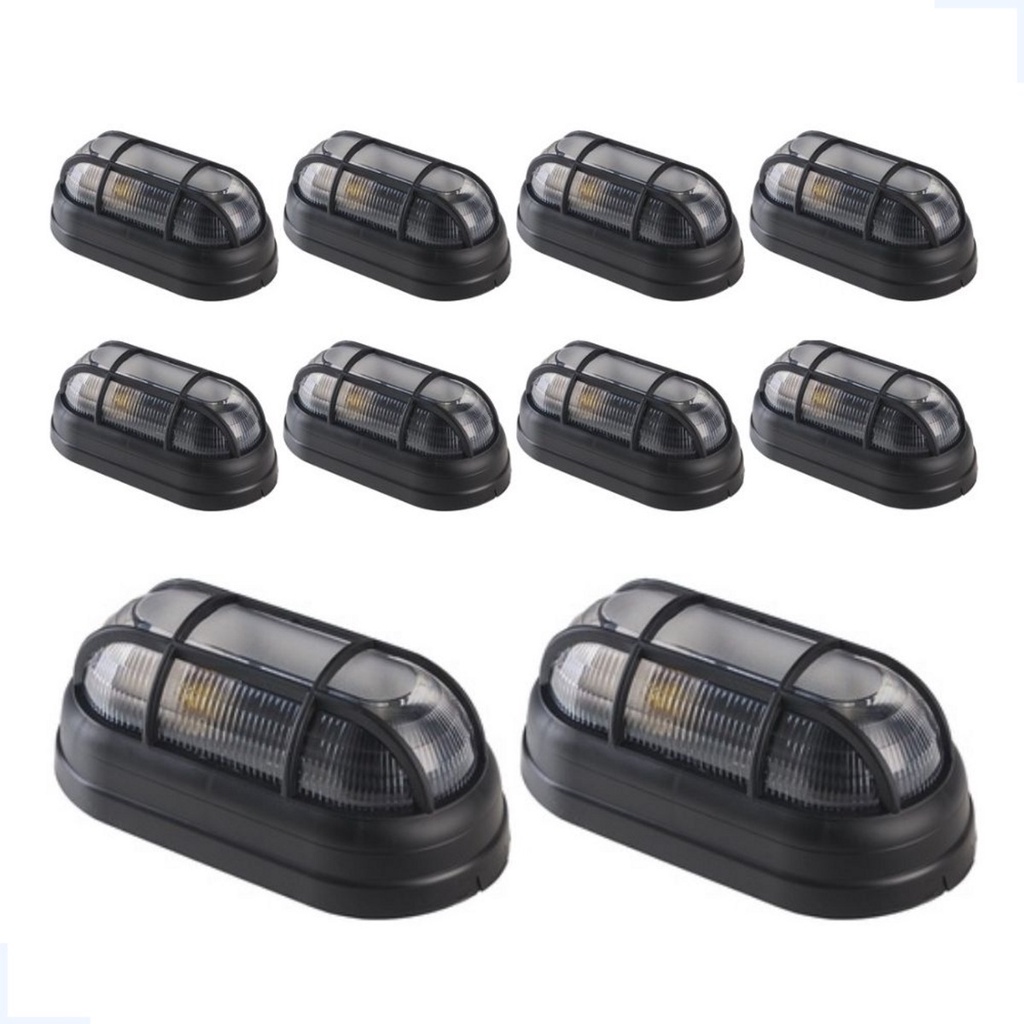 Kit 10 Luminária Arandela Tartaruga Lampada Soquete E27 Bivolt Parede Teto Preta OPL
