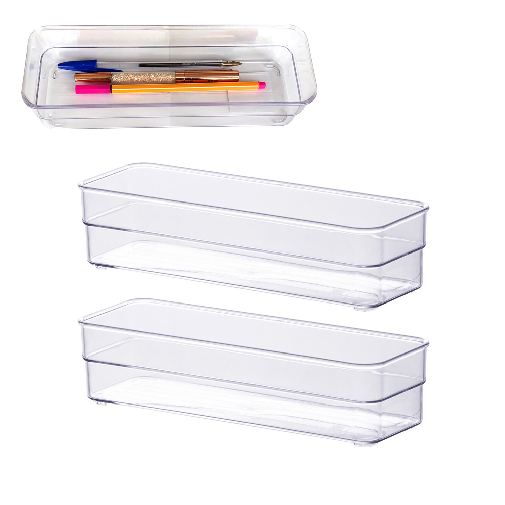 Kit 2 Organizadores modular porta talher utensílios cozinha gaveta armário material escolar escritório cosméticos maquiagem miçanga Paramount