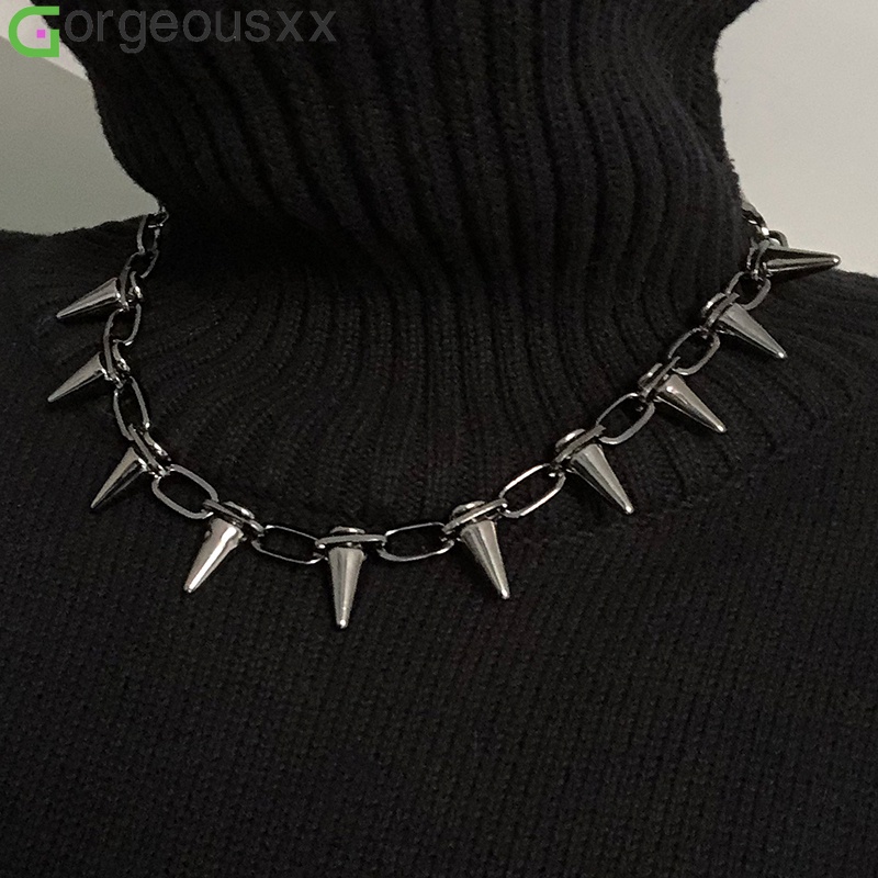 Coreano Fashion Punk Gothic Harajuku Rock Chokers for Womens Necklace Para Colares De Corrente Feminina Com Rebite Espigão Jóias em Oferta na Shopee