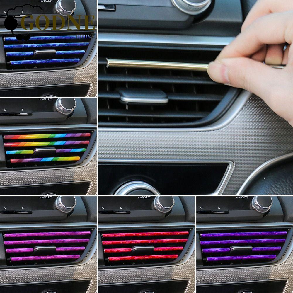 GODNESSFO Ventiladores De Ar Condicionado Para Carros , Tiras Decorativas Eletroplatadas Em U De Modificação Universal Multi Color Trim Strip Vent