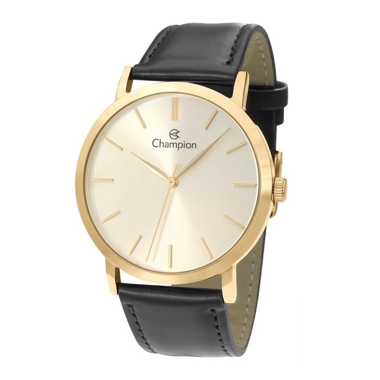 Relógio Champion CN20677X: masculino, couro preto, analógico, à prova d'água. Presente ideal e estiloso.