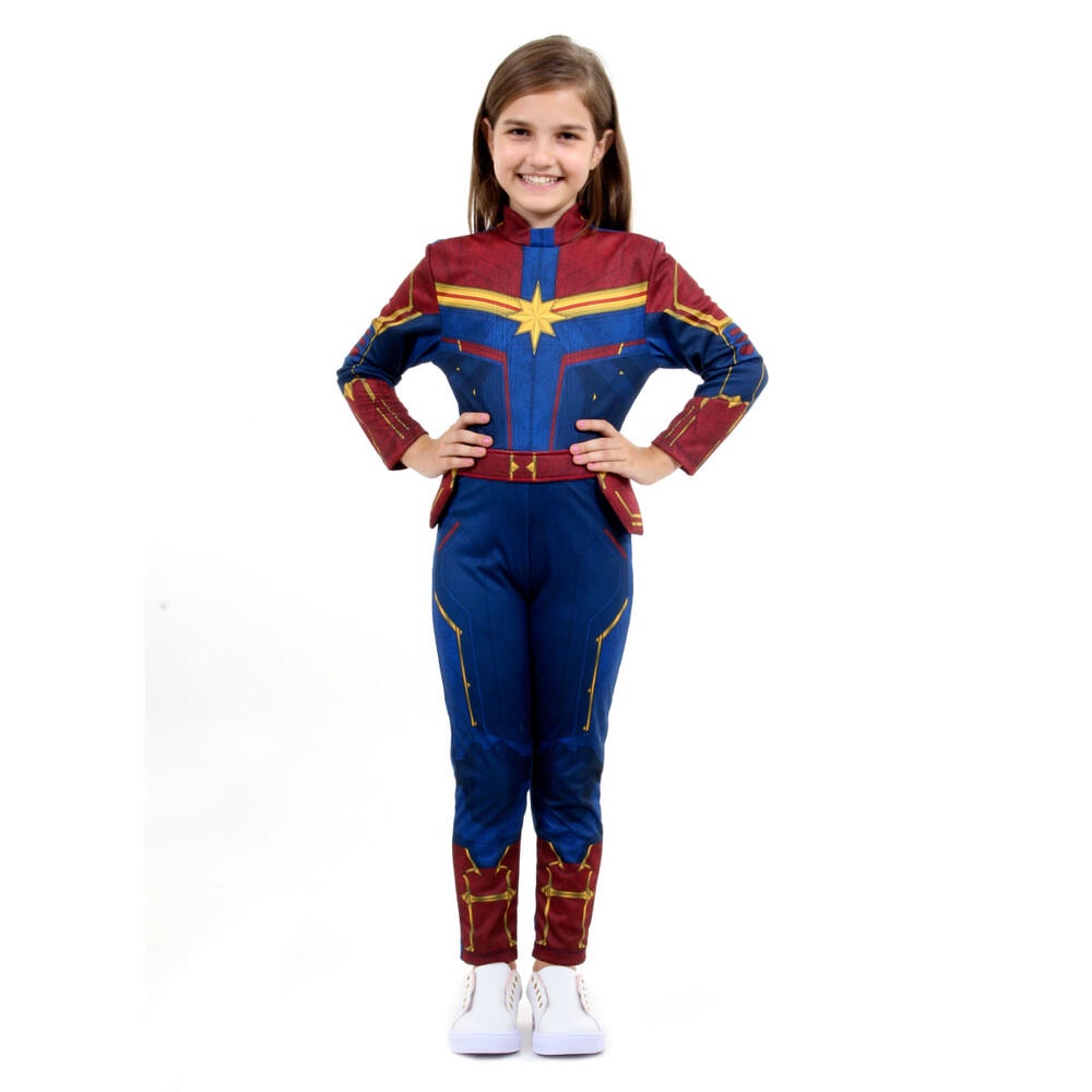 Fantasia Infantil Capitã Marvel Macacão E Cinto Vingadores
 em Oferta na Shopee