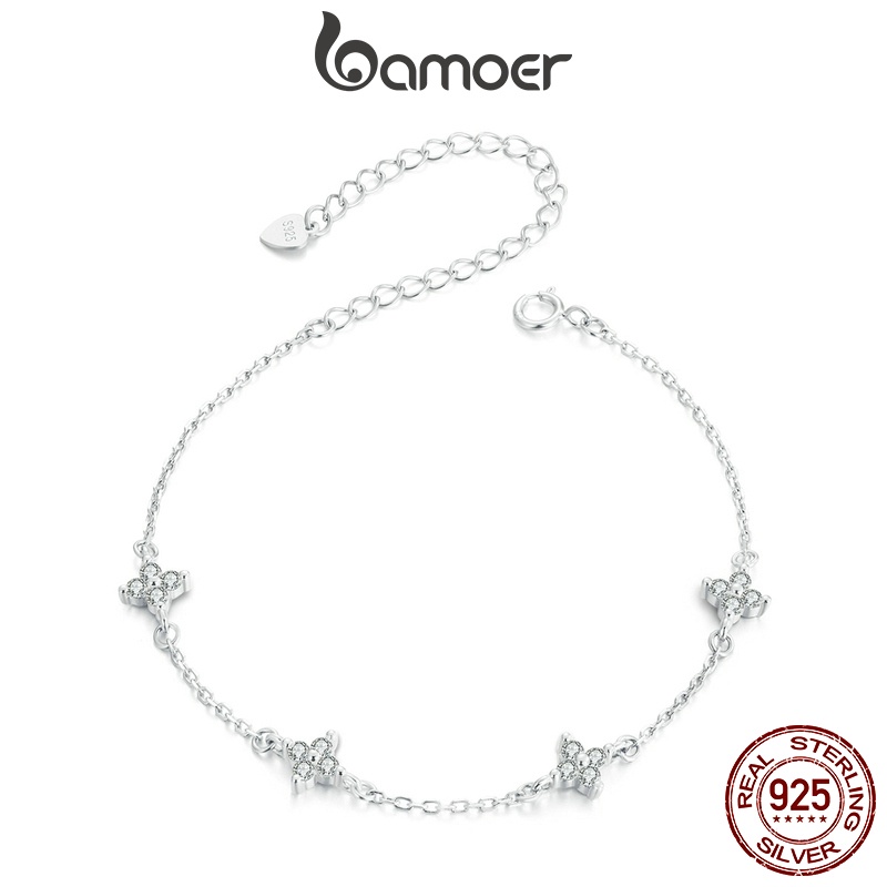 Pulseira Bamoer 925 Sterling Sliver Bracelet Jóias Com Contas Cintilantes Requintadas Presentes Para Mulheres em Oferta na Shopee
