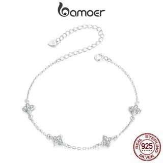 Pulseira Bamoer 925 Sterling Sliver Bracelet Jóias Com Contas Cintilantes Requintadas Presentes Para Mulheres