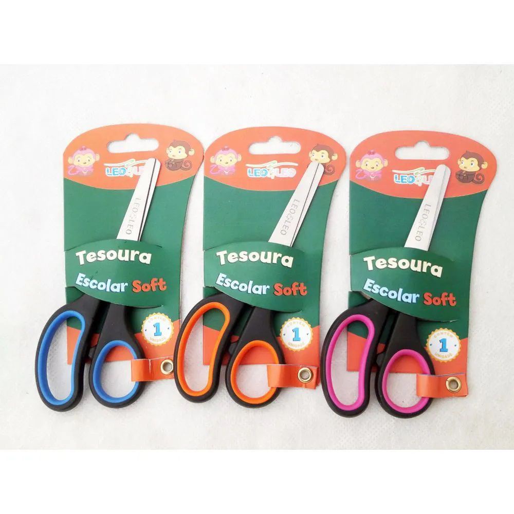 Tesoura Escolar Soft Leo E Leo  Unidade em Oferta na Shopee
