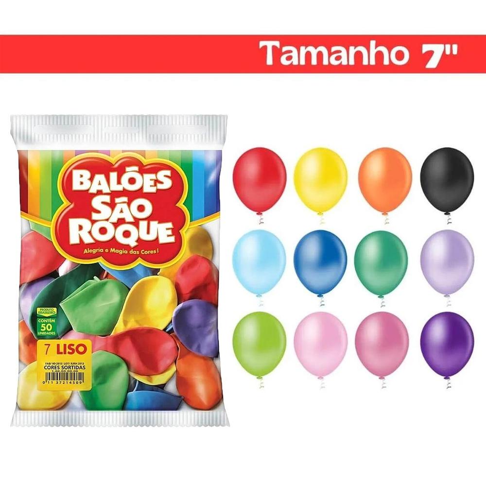 Balão Bexiga Látex Festa Tamanho 7 c/50 Unidades - São Roque