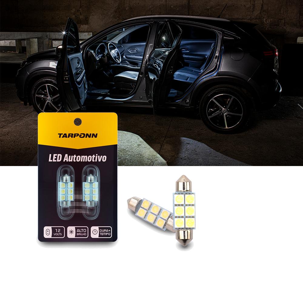 Par Lâmpada Led Interior Carro Torpedo 6 Leds 39 Mm Tarponn em Oferta na Shopee