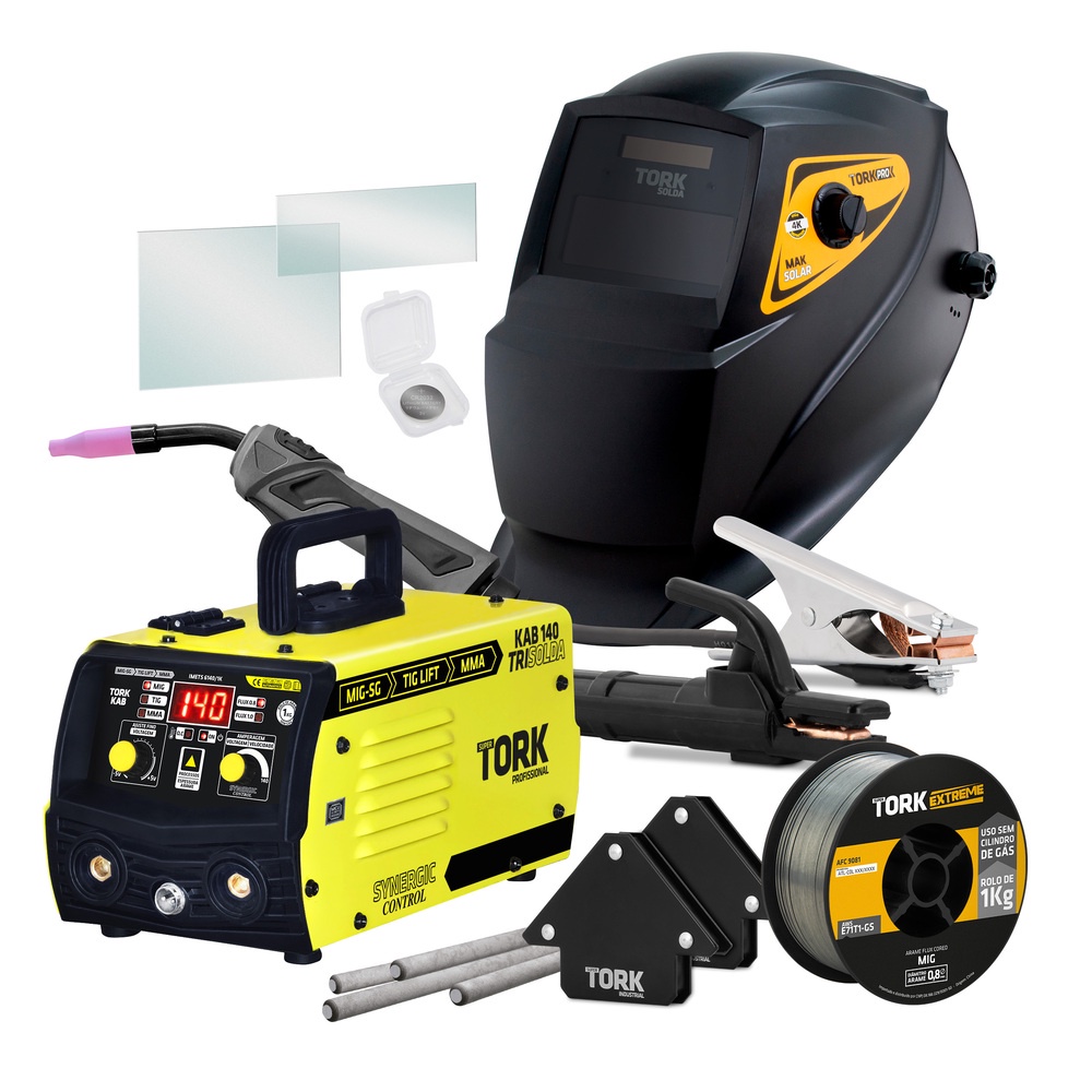 Inversor Solda Mig Eletrodo Tig 140A 220V Com Mascara Arame Esquadro Tork em Oferta na Shopee