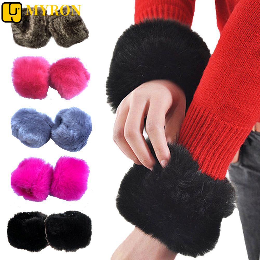 MYRON1 Punhos De Pulso De Pele Falsa Moda Feminina Para Casaco De Lã E Jaquetas Aquecedor Manga Superior